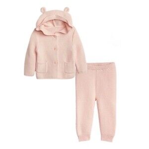 Baby Gap Brennan Bear Knit Sweater Set Sz 6-12 Months Milkshake Pink